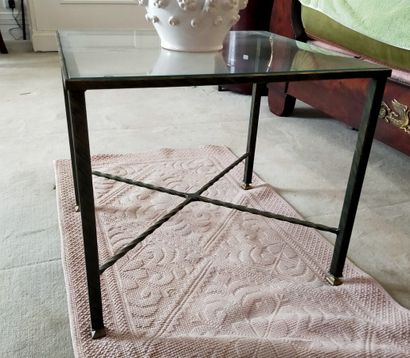 Paire de bouts de canapé en verre et métal

Haut.:...