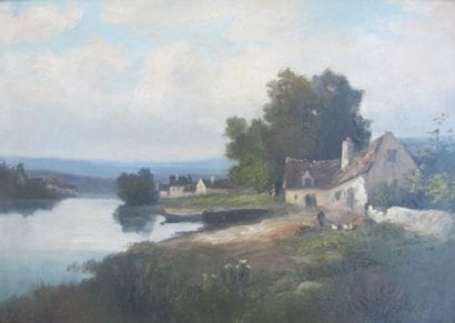 Ecole française XIXe 

Paysage à la rivière

Huile...