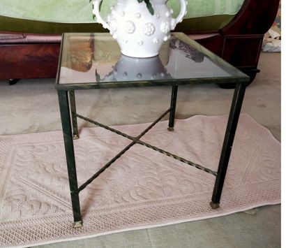 Paire de bouts de canapé en verre et métal

Haut.:...