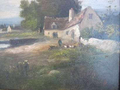 Ecole française XIXe 

Paysage à la rivière

Huile...