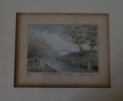 Trois pièces encadrées, 

Gravures

34 x...