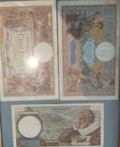 Six cadres avec des billets

On y joint un...