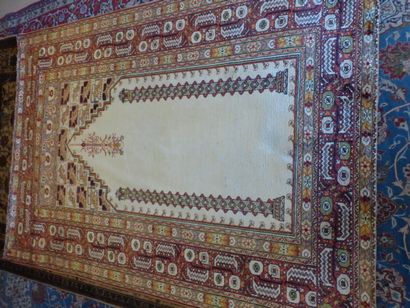 Tapis Ghiordhès en soie (chaîne, trame et...