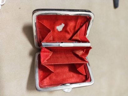 Rectangular tortoise shell purse decorated...