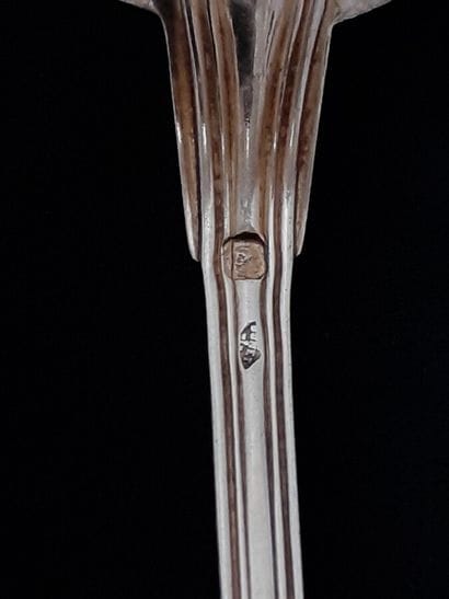 Twelve vermeil coffee spoons, net pattern,...