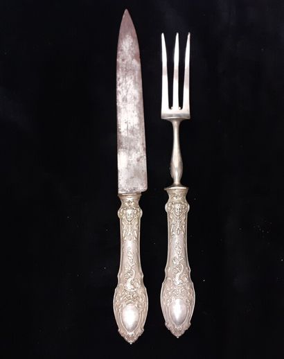 Set of silver service cutlery, silver filled...