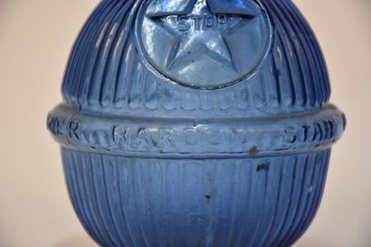 Set of three US blue glass bottles, for fire...
