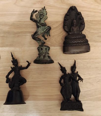 Lot of four bronze statuettes representing...