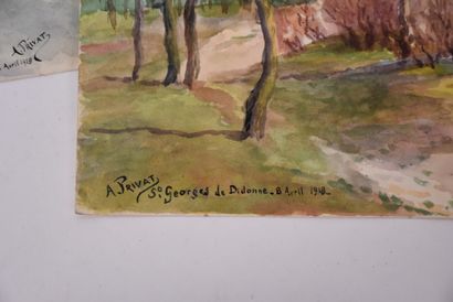 A. PRIVAT

Set of watercolors and 12 panels...