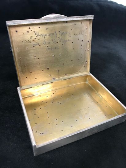 A silver cigarette box with signature dcor,...