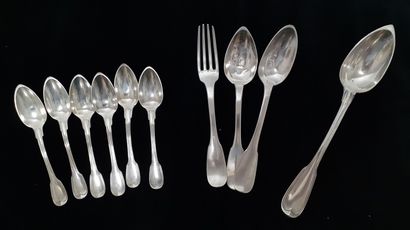 Six teaspoons, a large cutlery, a stew spoon...
