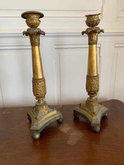 Pair of gilt bronze torches 

Restoration...