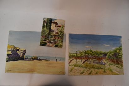 A. PRIVAT

Set of watercolors and 12 panels...