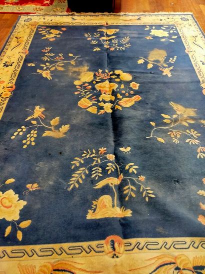 Two large carpets in the Chinese style, blue...