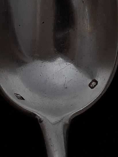 Set including : ten silver and vermeil coffee...