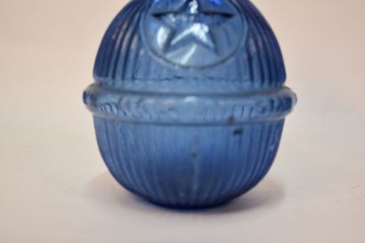 Set of three US blue glass bottles, for fire...