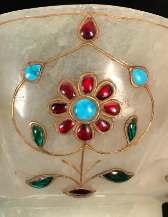 A nephrite jade bowl of poly-lobed shape...
