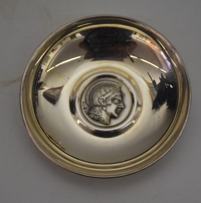Hand candlestick in silver with guilloche...