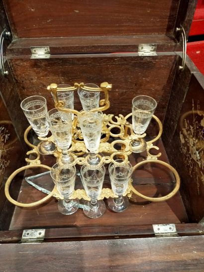 Wooden liquor cabinet with mother-of-pearl...
