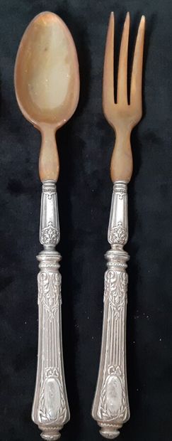 Set of silver service cutlery, silver filled...