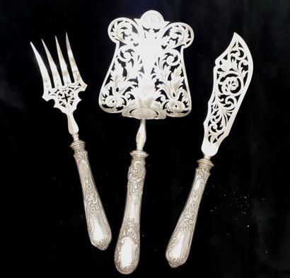 Set of silver service cutlery, silver filled...