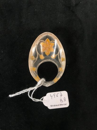 Rock crystal archer ring decorated with floral...