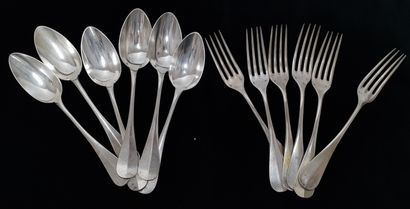 Six large silver cutlery monogrammed

Weight...