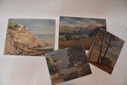 A. PRIVAT

Set of watercolors and 12 panels...
