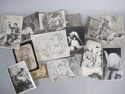 Set of photographs and negatives with erotic...