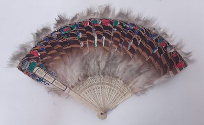 CHINA

Bone fan with feathers and painted...