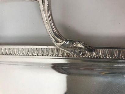 Silver plated metal tray with two handles,...
