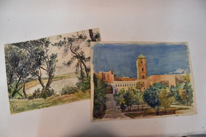 A. PRIVAT

Set of watercolors and 12 panels...
