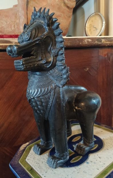 THAILAND

Black patina bronze statuette representing...