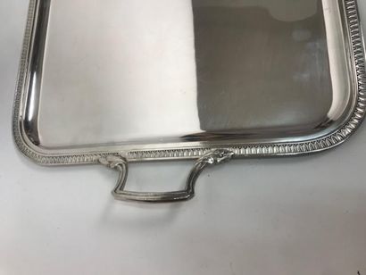 Silver plated metal tray with two handles,...