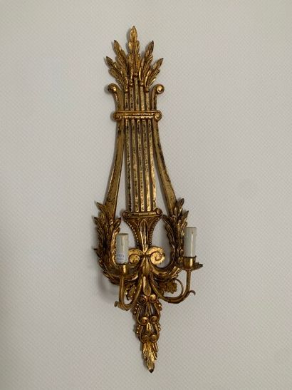 Pair of gilded wood sconces in the spirit...