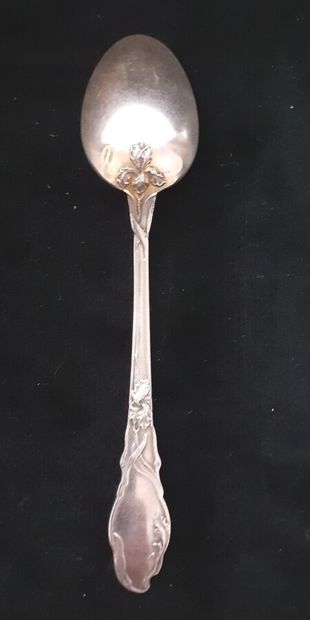 Twelve silver and vermeil coffee spoons with...