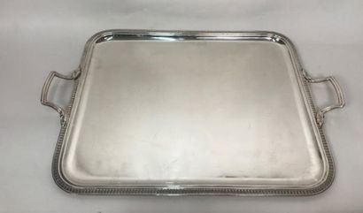 Silver plated metal tray with two handles,...