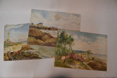 A. PRIVAT

Set of watercolors and 12 panels...