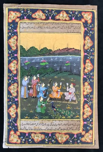 Pair of Indo-Persian miniatures. Gouache,...