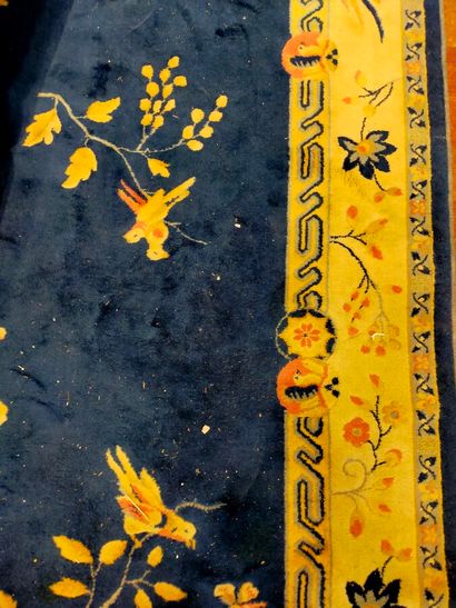 Two large carpets in the Chinese style, blue...