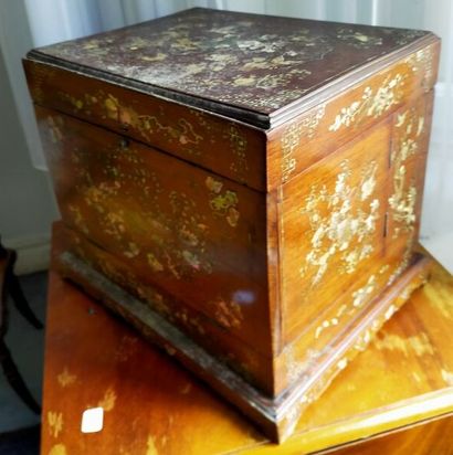 Wooden liquor cabinet with mother-of-pearl...