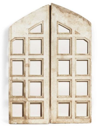 Two pairs of openwork marble window screens,...