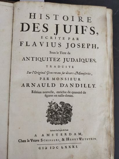 FLAVIUS JOSEPH. Histoire des Juifs. Amsterdam,...