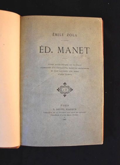 ZOLA (Émile). Édouard Manet. Paris, Dentu,...