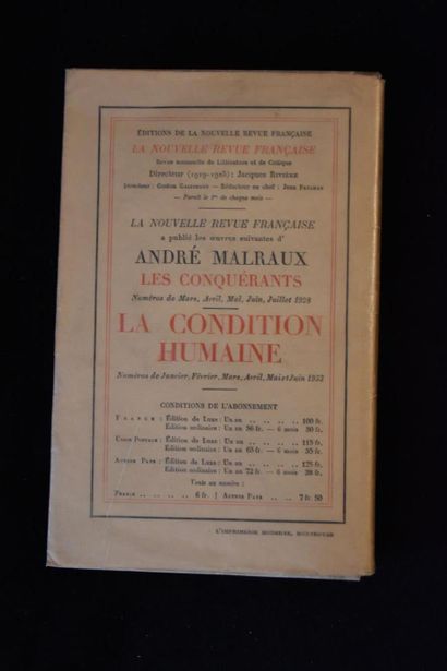 MALRAUX (André). La Condition humaine. Paris,...