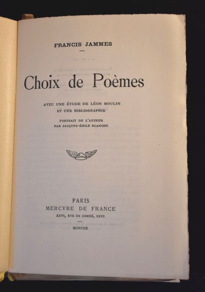 JAMMES (Francis). Choix de poèmes. Mercure...
