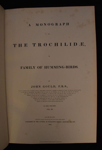 GOULD (John). A monograph of the trochilidae...