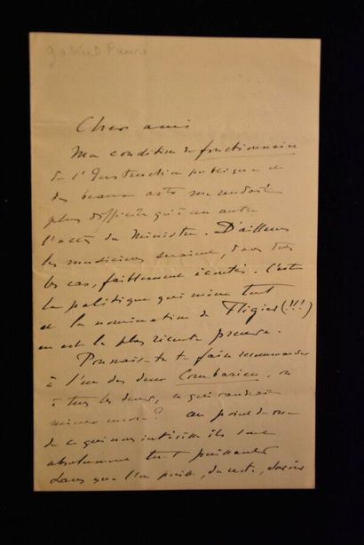 FAURÉ (Gabriel). 2 lettres a. s.



1 p....