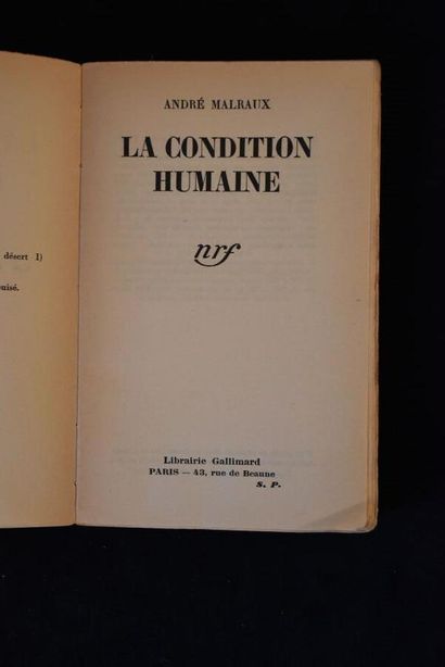 MALRAUX (André). La Condition humaine. Paris,...
