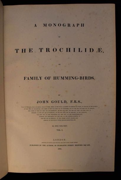 GOULD (John). A monograph of the trochilidae...